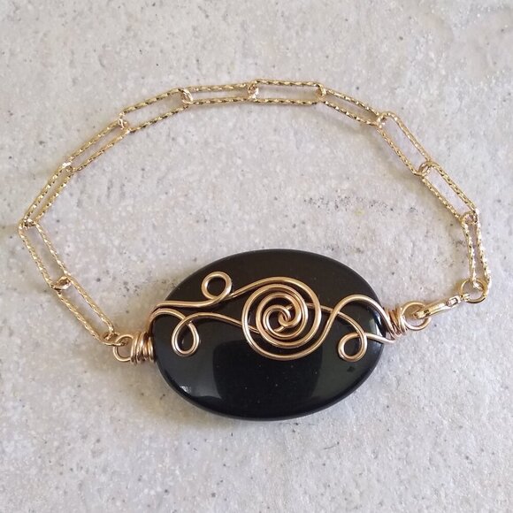 Massive Protection Bracelet Set: Black Jasper + Obsidian & Ohm Om! Balance + Chi - Picture 4 of 15